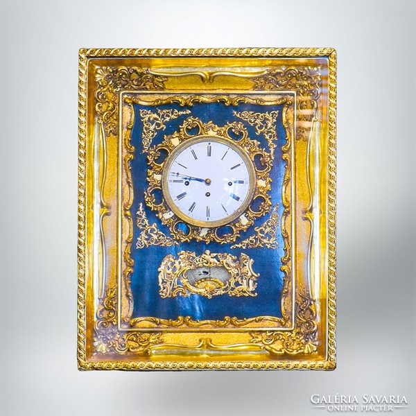Quarter-stroke Biedermeier gilded frame clock