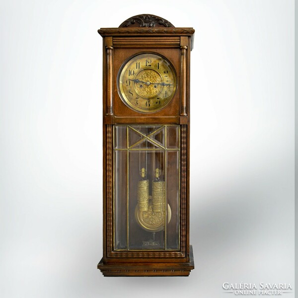 Art Nouveau wall clock with two weights