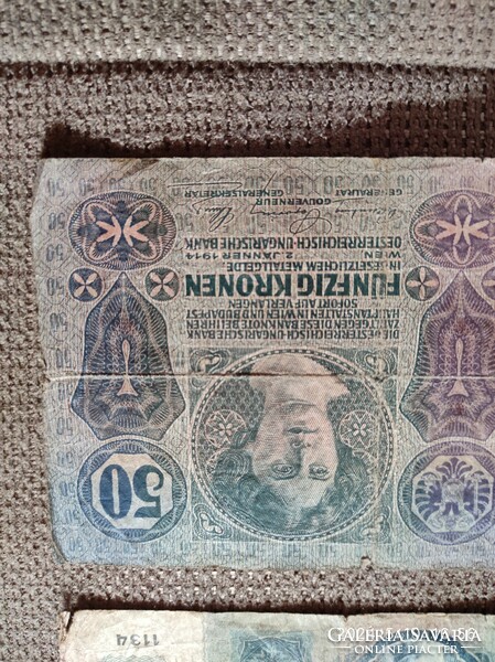Hungarian overstamped 50 and 10 crowns