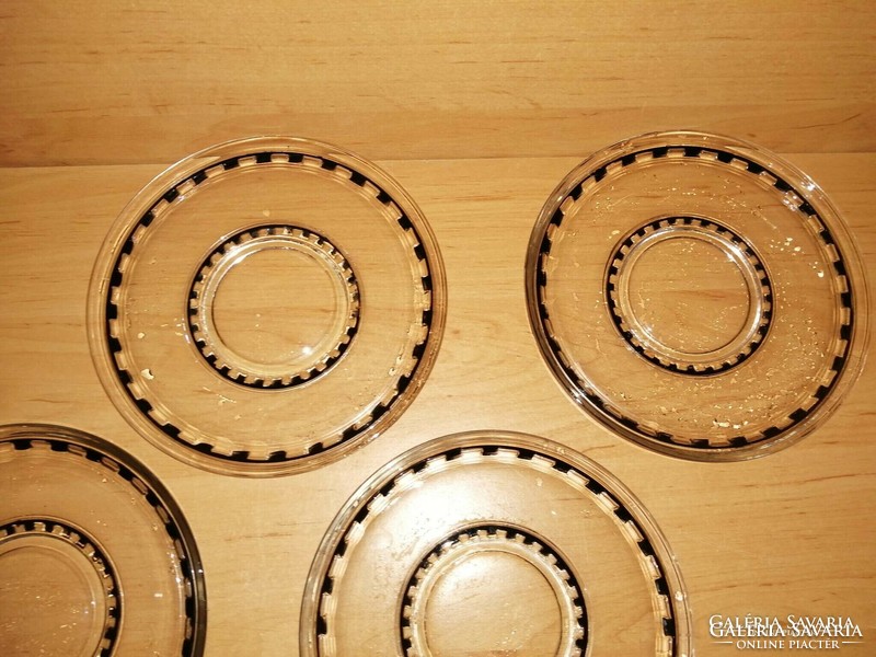 Retro glass plate with black pattern 4 pcs in one - diam. 17 cm (bb)