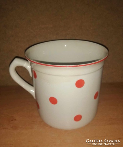 Huge red dot granite mug - almost 1.2 liters