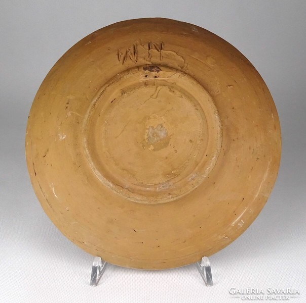 1R289 antique xix. Century ceramic bowl with birds 20.5 Cm