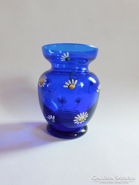 Párád antique, hand-painted glass vase with a chamomile flower pattern - 8 cm