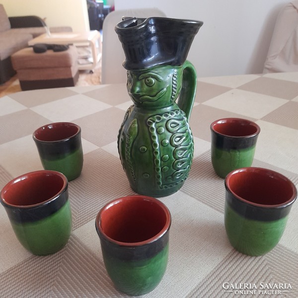 Beautiful miska jug with 5 glasses