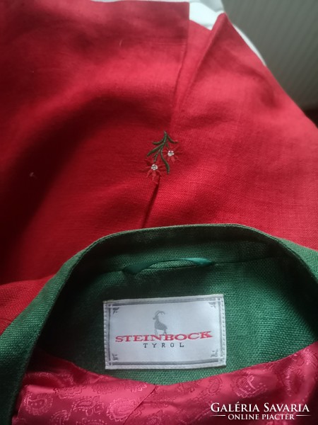 Steinbock 42-es bajor blézer tiroli szalonmunka piros trachten havasi gyopárral
