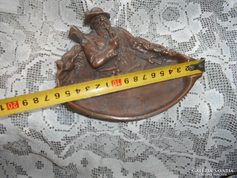 Art nouveau-style business card plate or ashtray with pipe holder