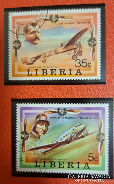 1978. Libéria filázott repülés  blokk hozzátartozó bélyeg sorral F/7/10