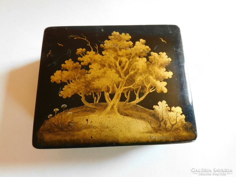 Russian vintage hand painted lacquer box