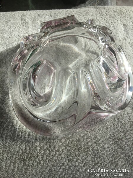 Pale pink crystal glass bowl, offering, table centerpiece (201)