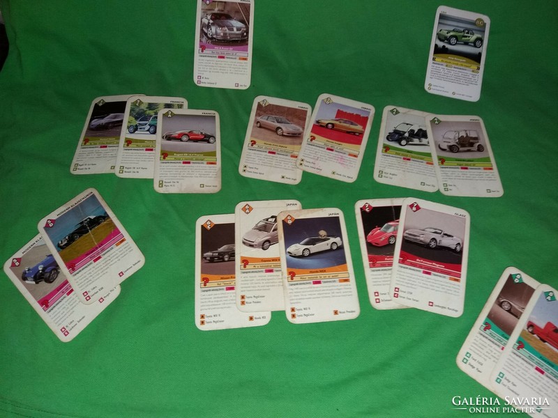 Retro AUTÓS KÁRTYA játék kártya lapjai hiánypótlásra a képek szerint