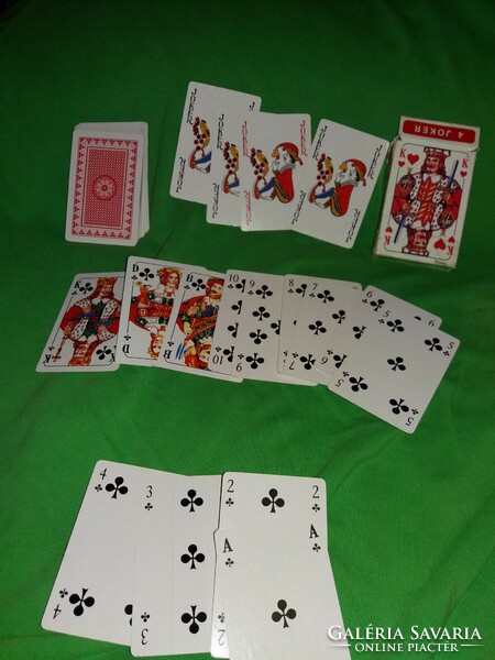 Retro német piros hátlapos francia, römi HIÁNYTALAN játék kártya DOBOZÁVAL a képek szerint