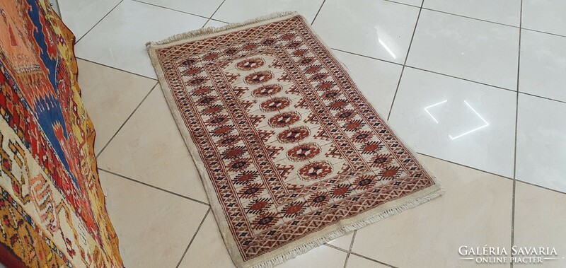 3285 Pakistani Turkmen Hand Knotted Woolen Persian Carpet 65x100cm Free Courier