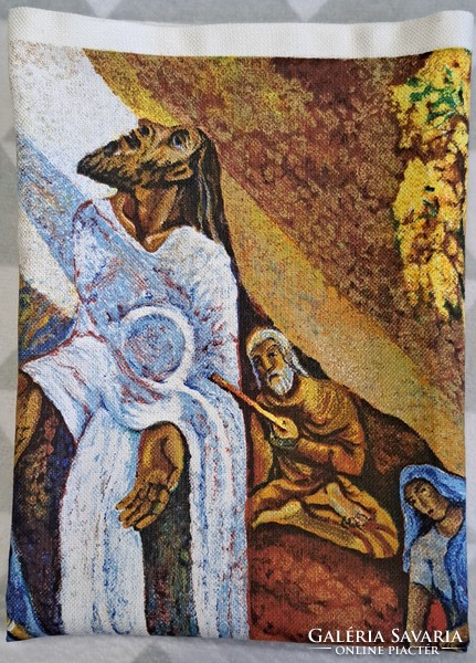 Falikárpit, Jyoti szignós textilkép, keresztény vallásos éhségkendő 1 (M4685)