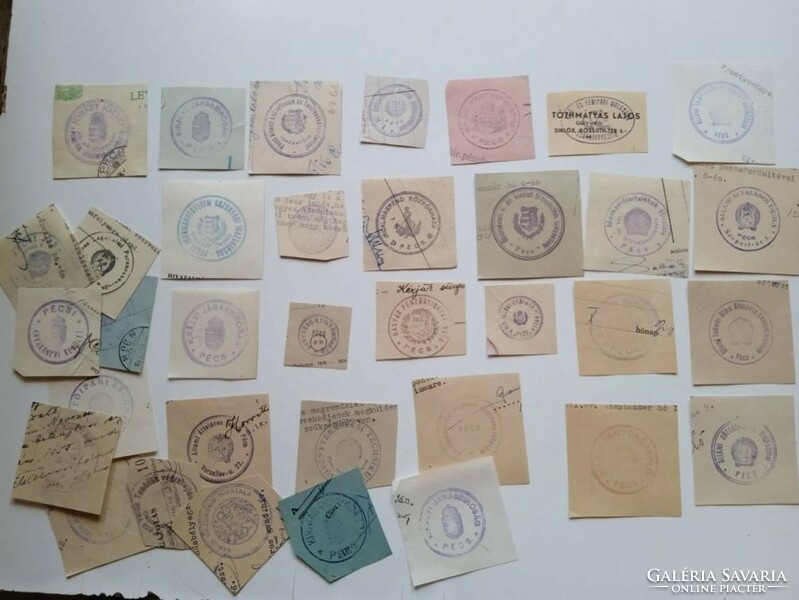 D202600  PÉCS   régi bélyegző-lenyomatok  35 db.   kb 1900-1950's