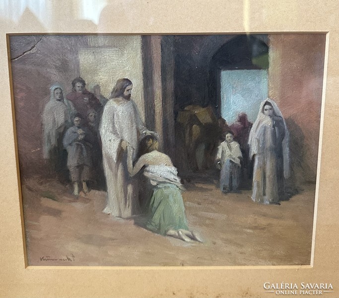 Biblical scene, painting by Pál Kümmerle (1873 - 1944).
