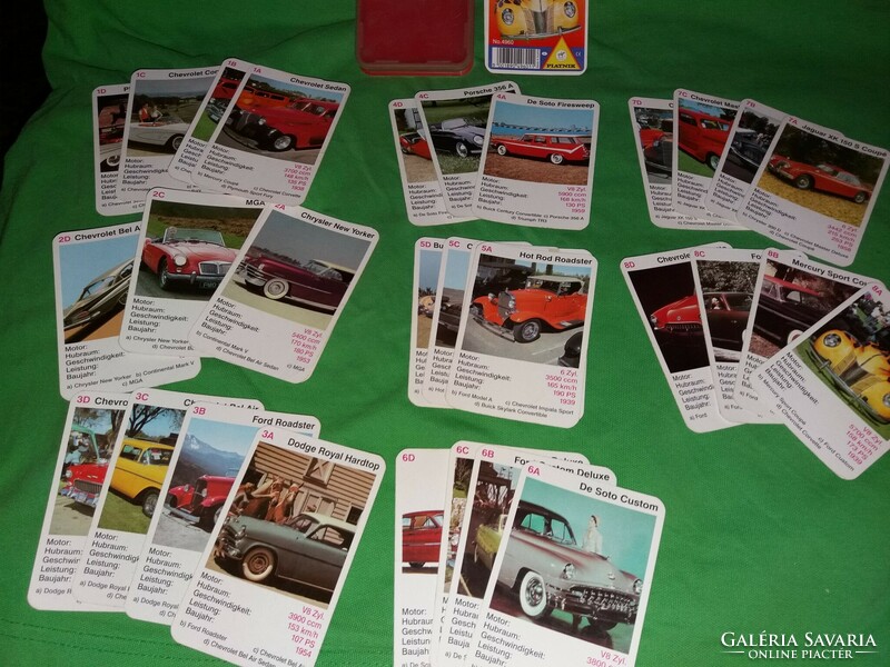 Retro PIATNIK - MEGA TRUMPF - ÁLOMAUTÓK AUTÓS játék kártya dobozával a képek szerint