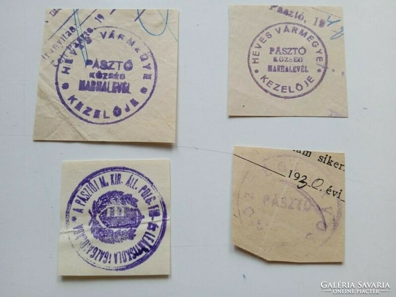 D202597  PÁSZTÓ    régi bélyegző-lenyomatok  4 db.   kb 1900-1950's