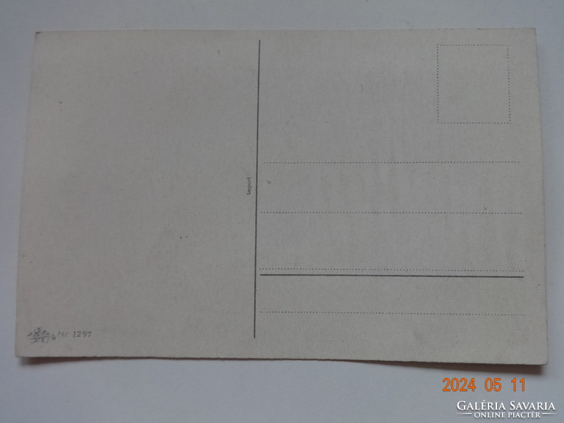 Régi grafikus névnapi üdvözlő képeslap, postatiszta (ibolyák)