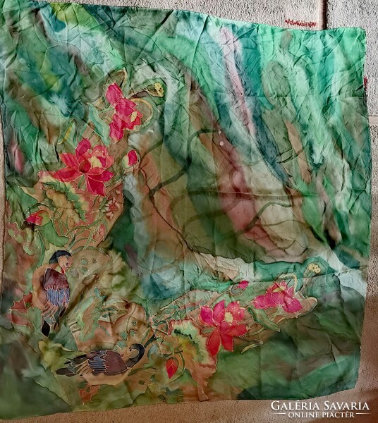 New Japanese handmade silk scarf 115x115 cm