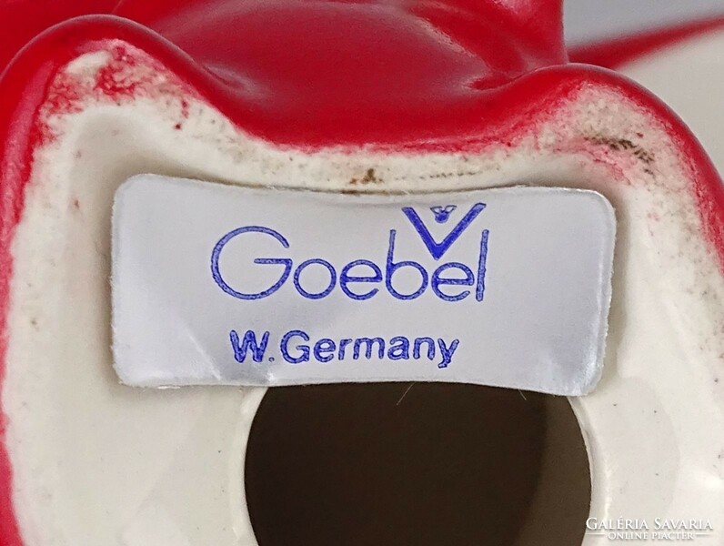 1R259 Régi jelzett Hummel - Goebel piros porcelán nyúl nyuszi 6 cm
