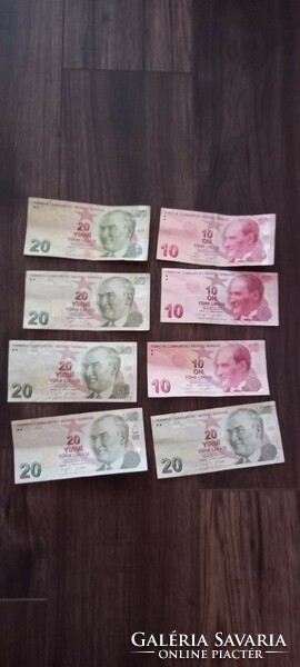Turkish lira, valid currencies 8 pieces 130 lira 2000 ft