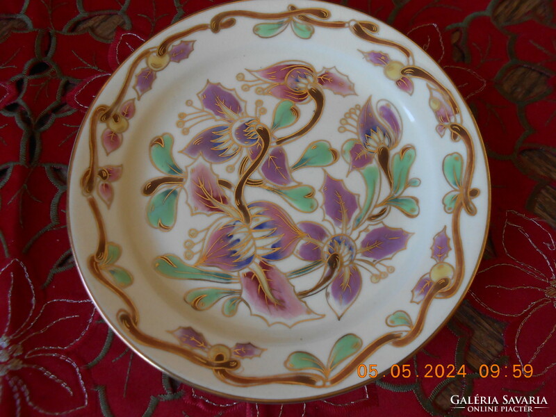 Zsolnay süteményes tányér, ritka orchidea mintás