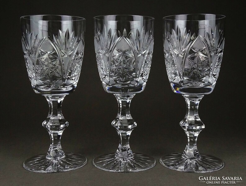 1R775 old beautiful crystal glass 3 pieces