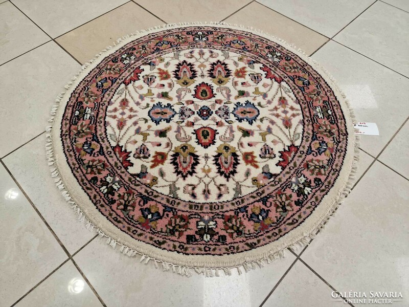 Indo tabriz circular 100cm hand knotted wool persian rug bfz619