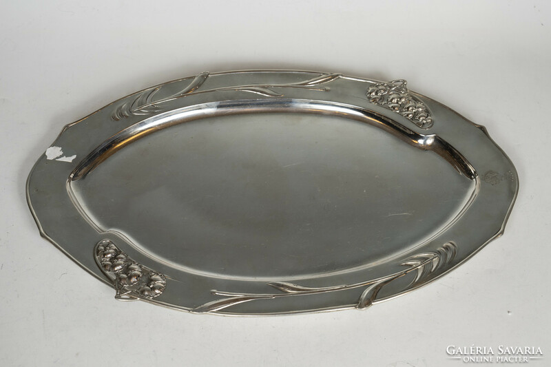 Silver art nouveau oval tray