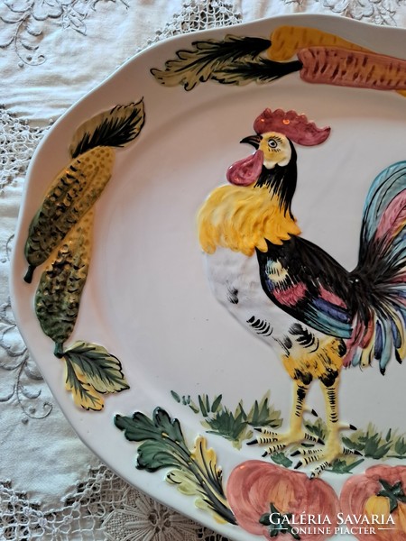 Large plate with rooster