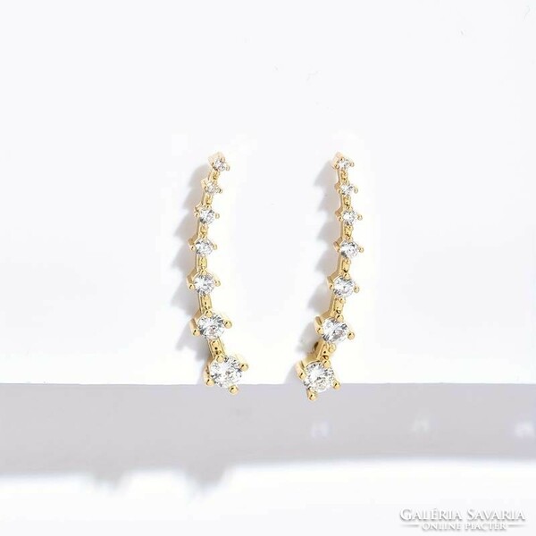 Sparkling zircon earrings, elegant 14k gold-plated jewelry, fashionable