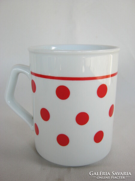 Zsolnay porcelain retro red polka dot mug