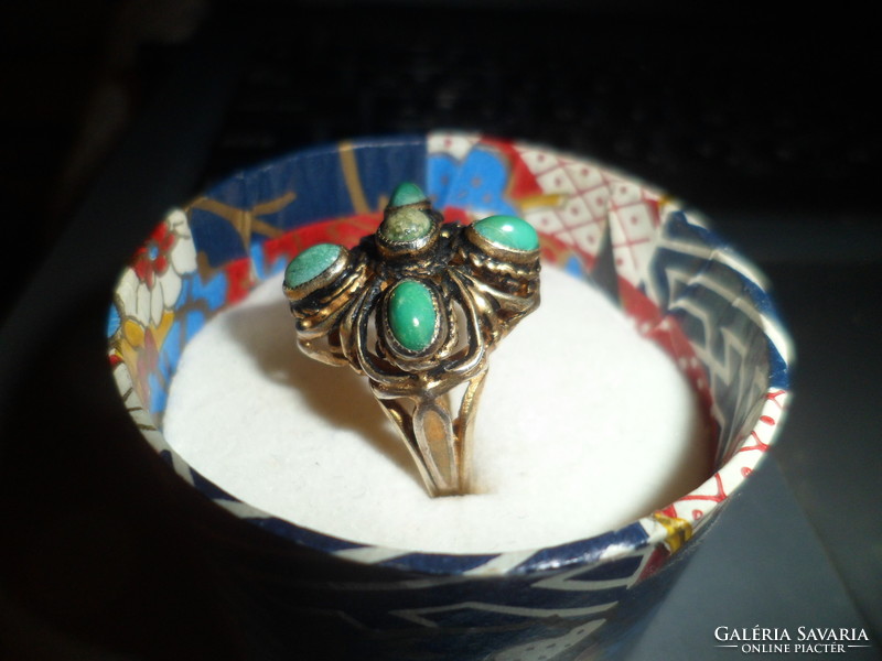 Antik türkizköves ezüst gyűrű