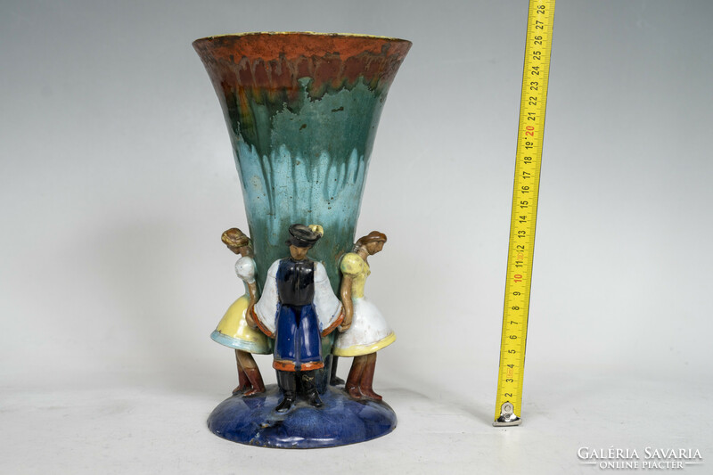 Kálmán Molnár ceramic vase with figural decor