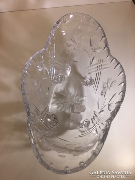 Nagy, metszett kristályüveg kínáló tál, kosár - crystal glass bowl (70)