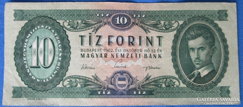 10 Ft 1962, 10 forint 1962 A  sorozat