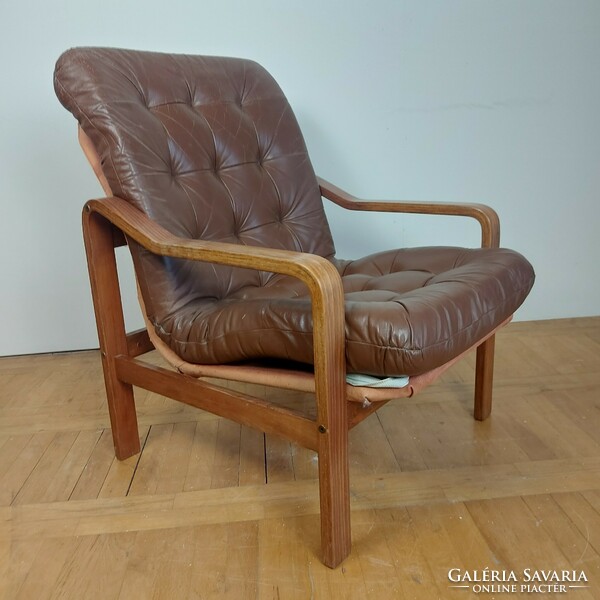 Retro Hungarian leather armchair