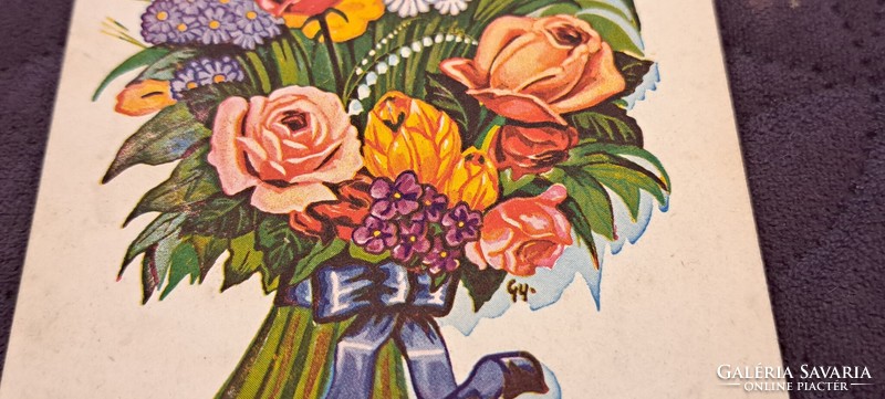 Régi virágos képeslap 4 (M4710)