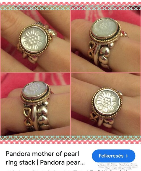 14k/925 Pandora Mother of pearl gyűrű (52) 16.6mm