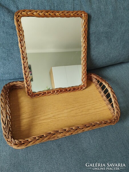 Comma mirror and tray with braided edges