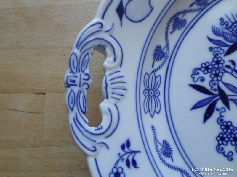 Régebbi hagymamintás porcelán kerek füles tál 26 cm