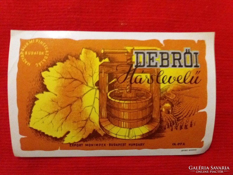 Old - Budafok - Debrő lime leaf wine 0.7 l drink label collector's condition according to the pictures