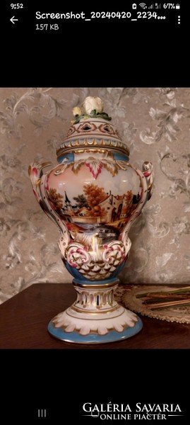 Herendi lidden vase picture paintings by "Lázár"