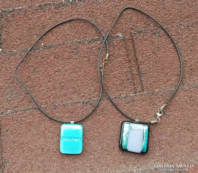 A pair of necklaces in one - fire enamel pendant in a pair of straps