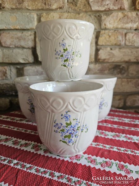 4 old ceramic bowls with forget-me-not patterns