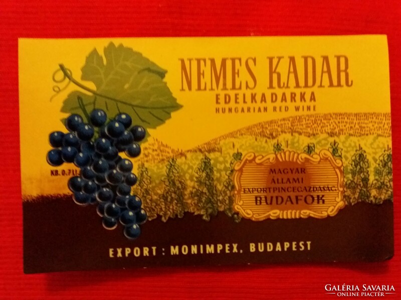 Old - budafok - nemes kadar wine 0.7 l drink label in collector's condition according to the pictures