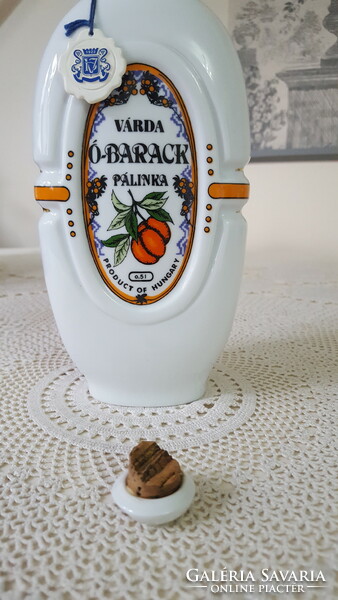 Hollóházi porcelán Ó-Barack pálinkás kulacs,butella