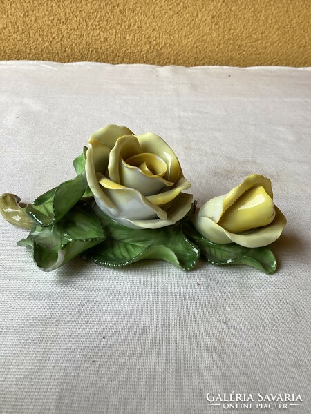 Herend porcelain yellow rose 15 cm.