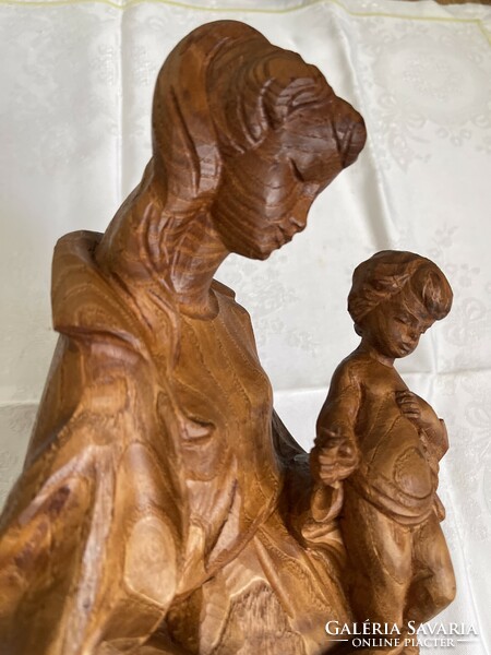 Gyönyörű Mária Kis Jézus fa szobor nagy 55 cm magas.