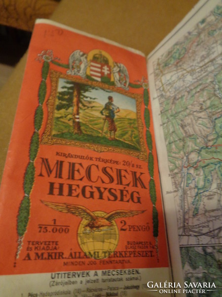 The Mecsek Mountains, 85 x 47 cm, published by the Hungarian Royal State Cartography in 1929.